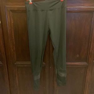 *3/$10* Olive green workout leggings - mesh detail on calf - XL